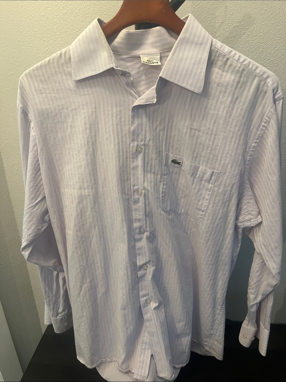 Lacoste Men's Light Lavender Stripe Button-Up Shirt